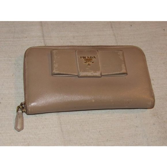 PRADA, Nude Pale Pink Leather XL Zip-around Wallet - Picture 2 of 11